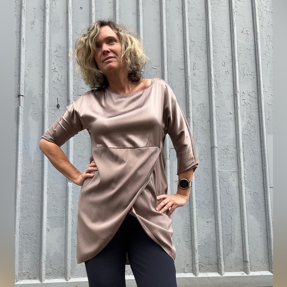 Fabiana Filippi Champagne Silk Dress, Size Large - Picture 3 of 15